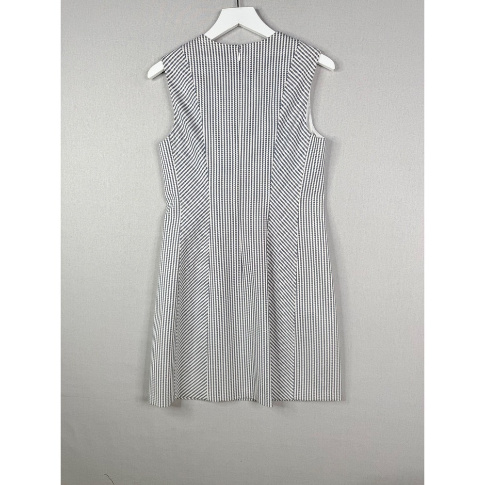 Theory Helaina Sayre Stripe Dress Women 6 Navy Blue White Wool Blend Sleeveless - Picture 5 of 10